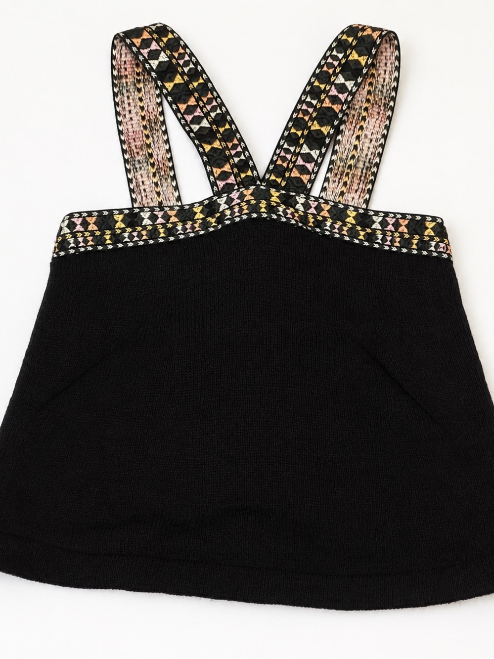 Madewell Black Tank Top with Multicolor Woven Straps